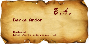 Barka Andor névjegykártya